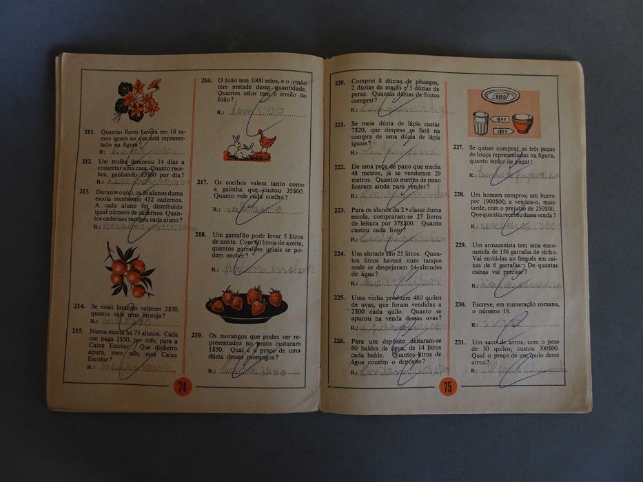 Livro Caderno de Aritmética 2ª classe Pedro de Carvalho 1961