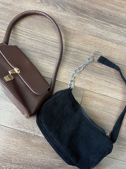 сумка коричнево бордова та чорна велюрова