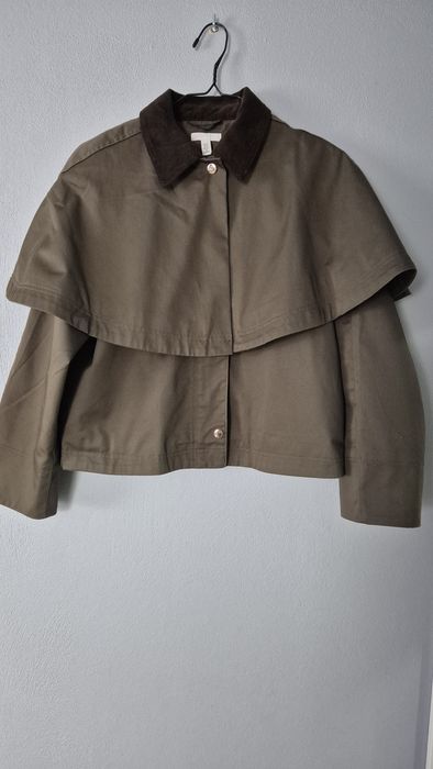 Kurtka z peleryna h&m viralowa xs 34 khaki Nowa kolekcja