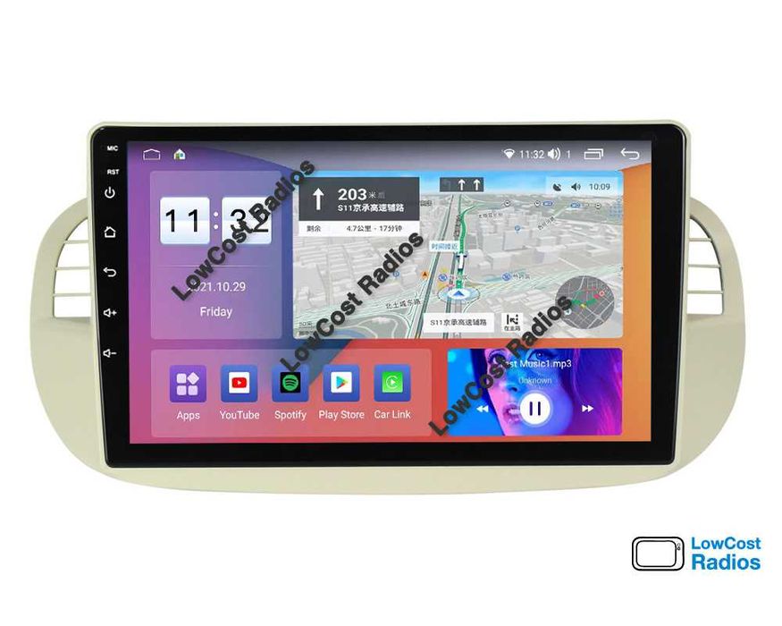 Auto Rádio GPS FIAT 500 - 9" (Desde 2007 a 2015) • ABARTH • Android 15 | CARPLAY • ANDROID AUTO