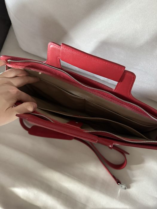 Жіноча шкіряна сумка для ноутбука та документів червона BlankNote
