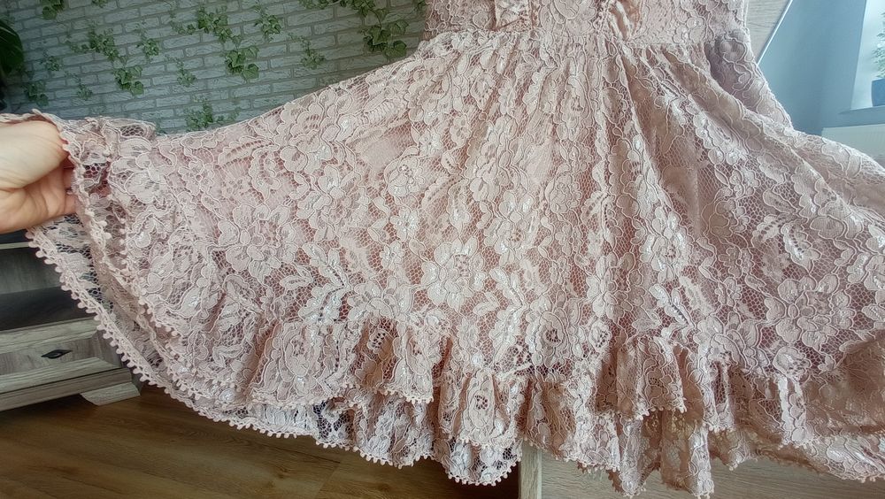Sukienka elegancka/ślub/wesele beżowa M/L
