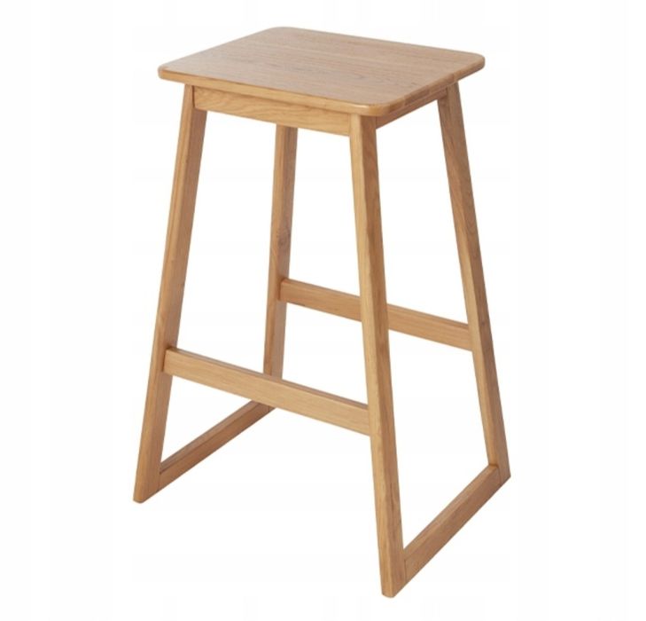 Zestaw 2 szt. dębowe hokery Korlan drewniane scandi minimalizm stołek