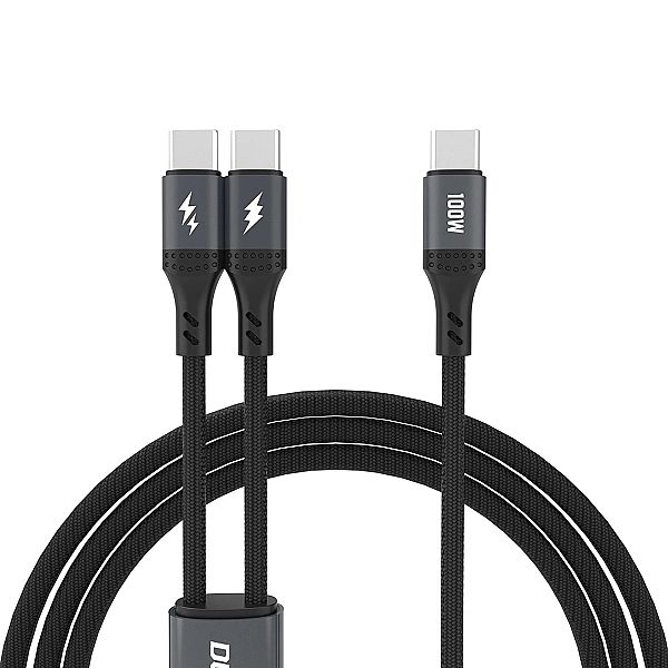 Kabel Dudao L3F 2w1/100W 1,2m 2 x USB-C - czarny