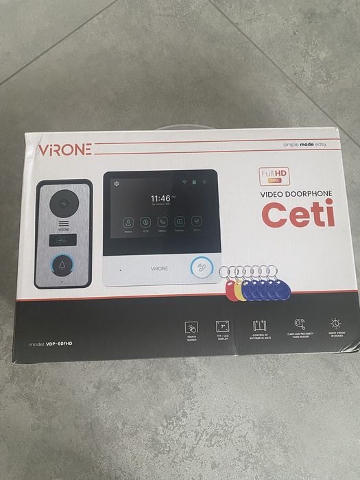 CETI Full HD zestaw wideodomofomowy 4 żyłowy ekran dotykowy