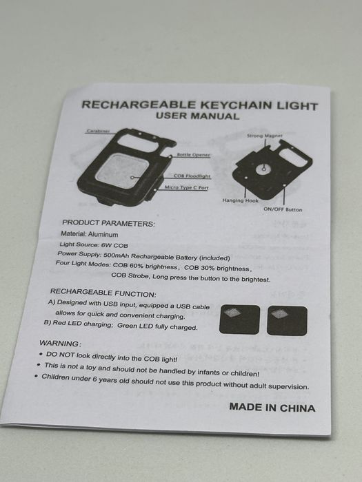Luz LED Recarregável - Keychain Light