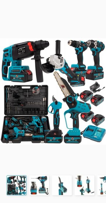 Zestaw 6 elektronarzędzi  akumulatorowych 48v  6ah  Kompatybilne z Mak