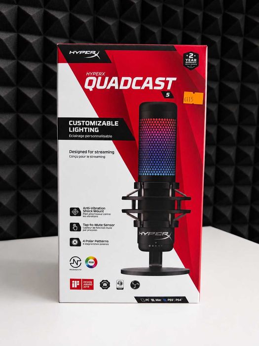 HyperX QuadCast S - mikrofon jak nowy, pełny zestaw