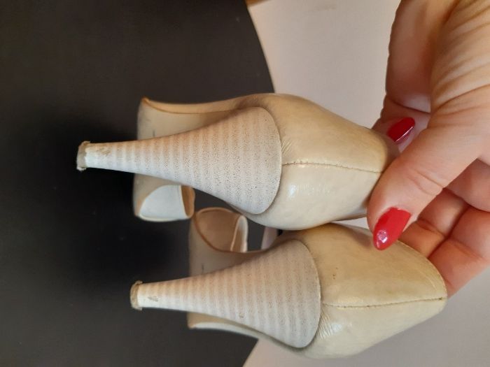 buty na obcasie peep toe beżowe nude 37 odkryte palce