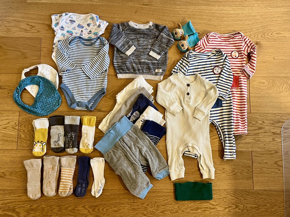 Zestaw ubranek 62/68 pajacyki spodenki skarpetki sweterek body paka