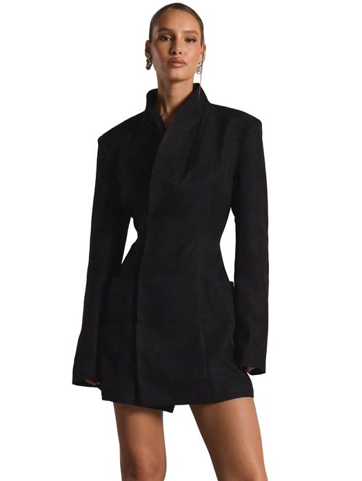 Shein czarna elegancka marynarka z długim rękawem klasyczna s 11ma