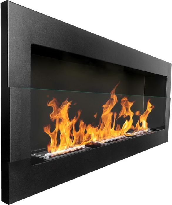 Підвісний біокамін зі склом 1200 х 400 мм чорний