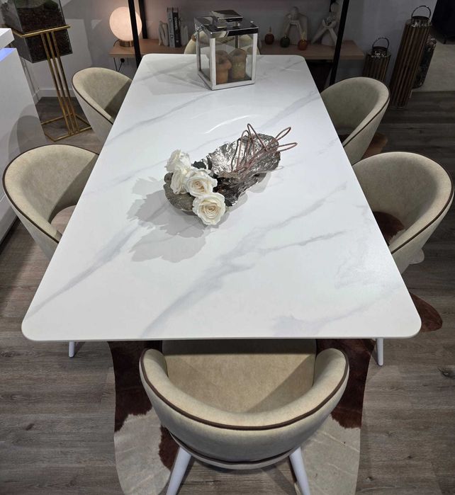 Mesa pé branco tampo ceramico NOVA