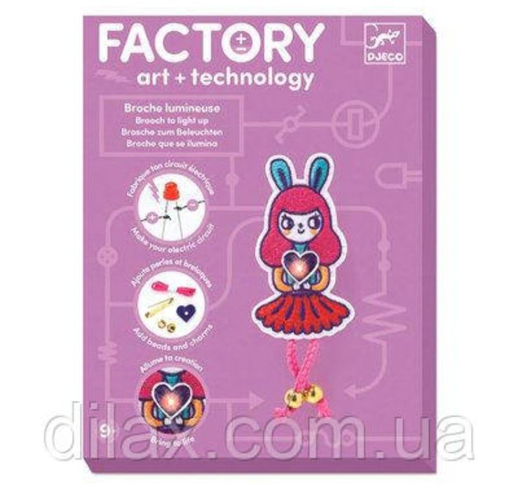 Набор для творчества DJECO Factory Брошь Девочка-кролик со светодиодом