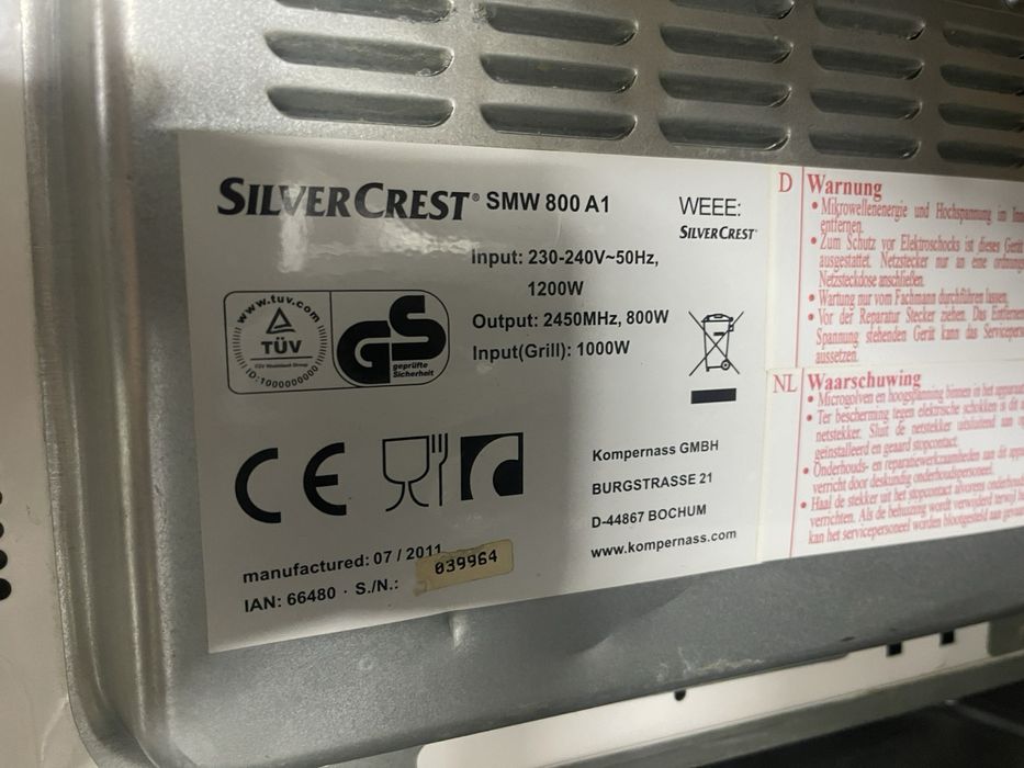 Мікрохвильова піч Silver Crest