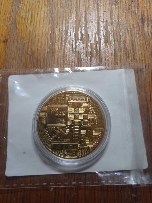 Moneta Kolekcjonerska BITCOIN (BTC) złota + etui kapsel ochronny