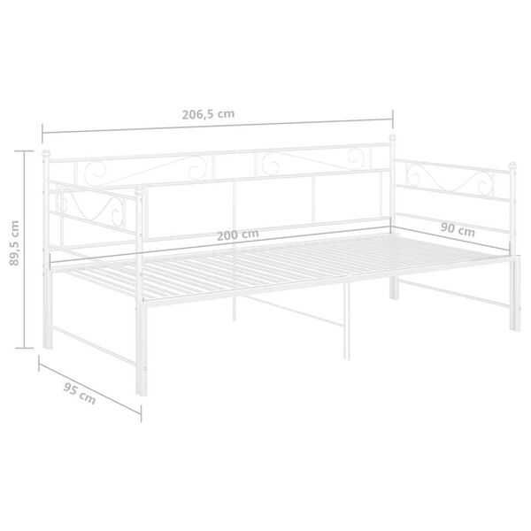 sofá-cama de puxar 90x200 cm metal branco