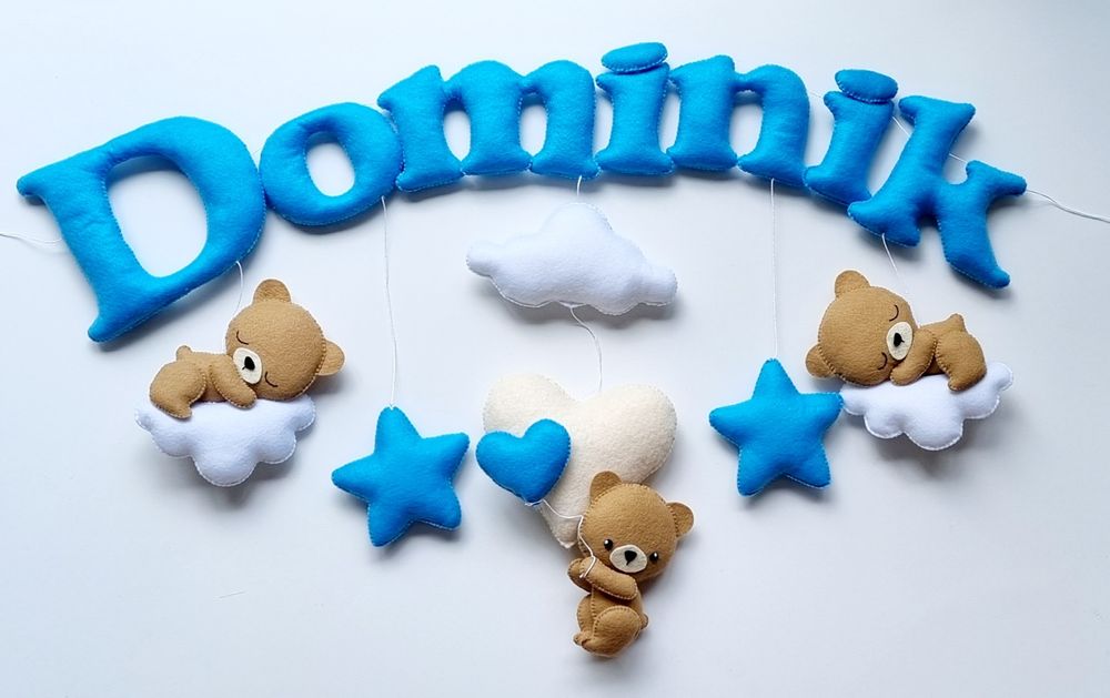 Girlanda z filcu personalizowane misie mis imie
