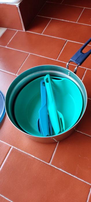 Conjunto de cozinha campismo em aço inox