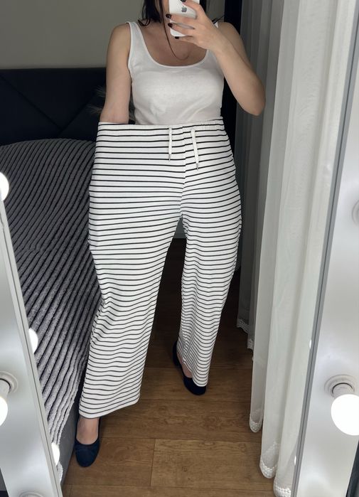 Штани брюки у рубчик трикотажні якісні палаццо широкі на резинці
