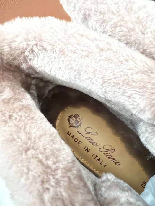 Хутряні лофери бежеві зимові жіночі теплі loro piana