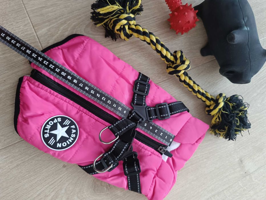 Kurtka zimowa dla psa z szelkami 25cm 26cm
