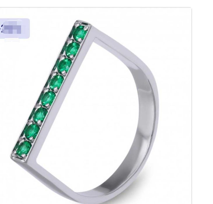 Срібна каблучка 925 проби з смарагдами