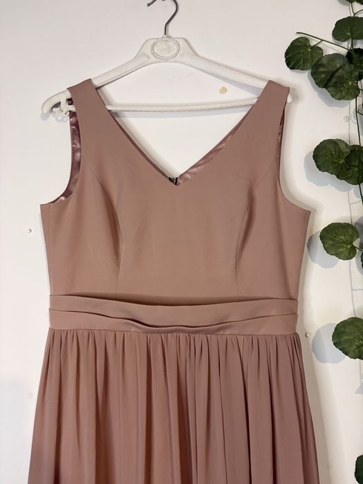 Elegancka suknia długa sukienka maxi brudny róż na wesele