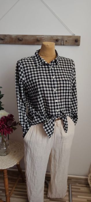 KOSZULA damska J.Crew czarno-biała w kratkę ROZMIAR M