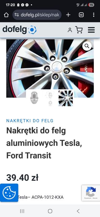 Nakrętki do felg aluminiowych Tesla Ford Transit OEM 14x1,5