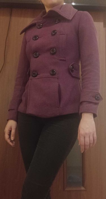 Płaszcz fioletowy New Look 36 S 55 % wełny
