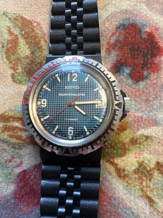 Wostok Komandorski Plastikowy Mechaniczny 39mm nakrecany PRL