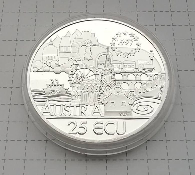 Австрія 25 екю 1997р. 200р. З народження Шуберта. СРІБЛО. ПРУФ.