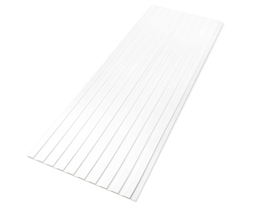 Lamele ścienne na białej płycie HDF - 275 cm x 59,5 cm - Dąb i inne
