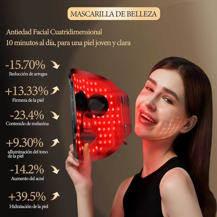 Maska LED na twarz, czerwone światło, maska na twarz LED
