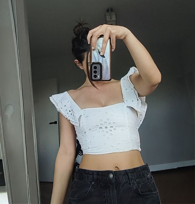 Biała bluzka na lato top bawełna XS S