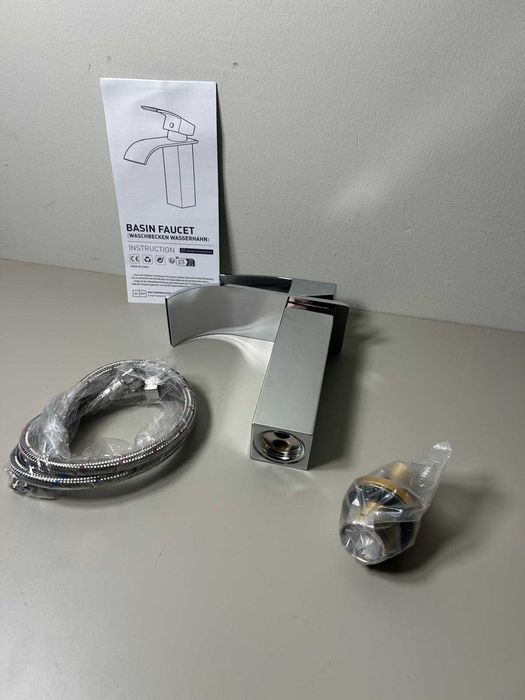 Auralum bateria umywalkowa wodospad chrom stal inox