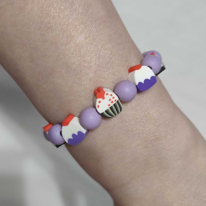 B261 Bransoletka z koralików na gumce Handmade Rękodzieło