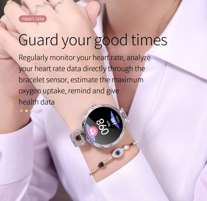 LONGLU Złoty Smartwatch kompatybilny z tel. z systemem iOS Android