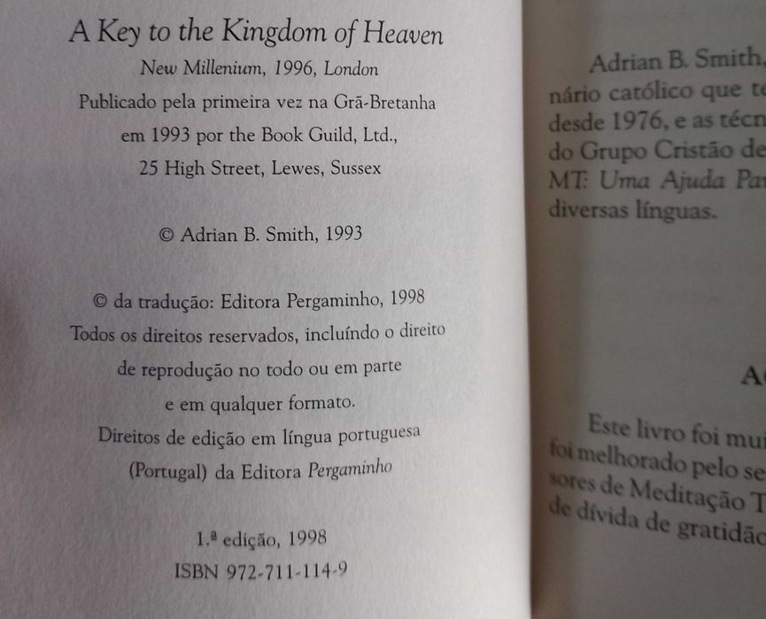Livro - Uma Chave para o Reino dos Céus de Adrian B Smith
