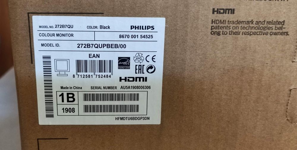 Monitor PHILIPS 272B7QUPBEB/00 27" 2560x1440px IPS QuadHD,USB-C Nowy