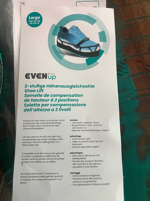 EVENup Shoe Lift OPED — Compensador de altura para bota ortopédica — Tamanho L