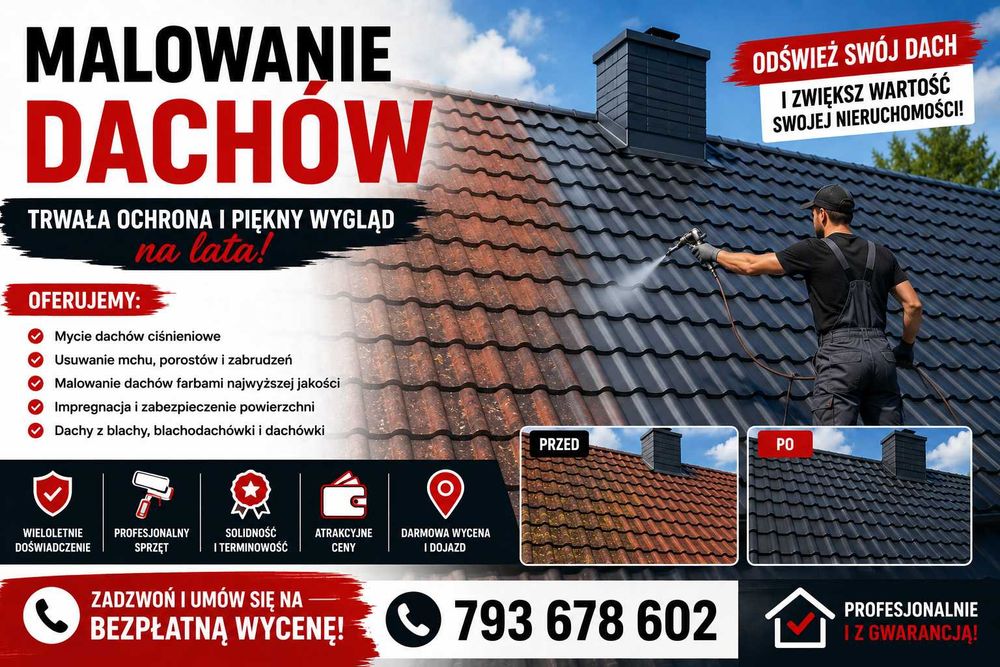 Malowanie dachów / elewacji
