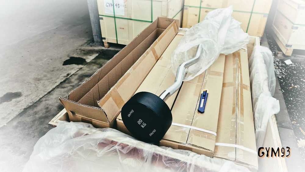 Zestaw 10 sztang stałych do 50 kg Szare Tekstura Gięte