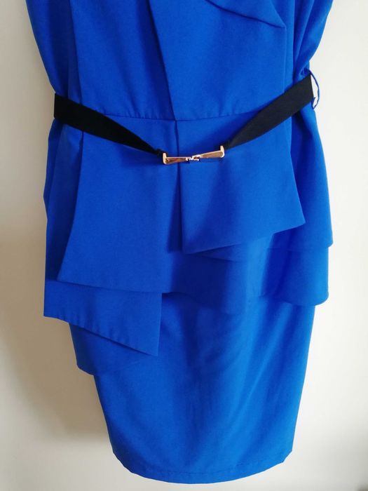 Elegancka niebieska sukienka/ ołówkowa/ roz 38