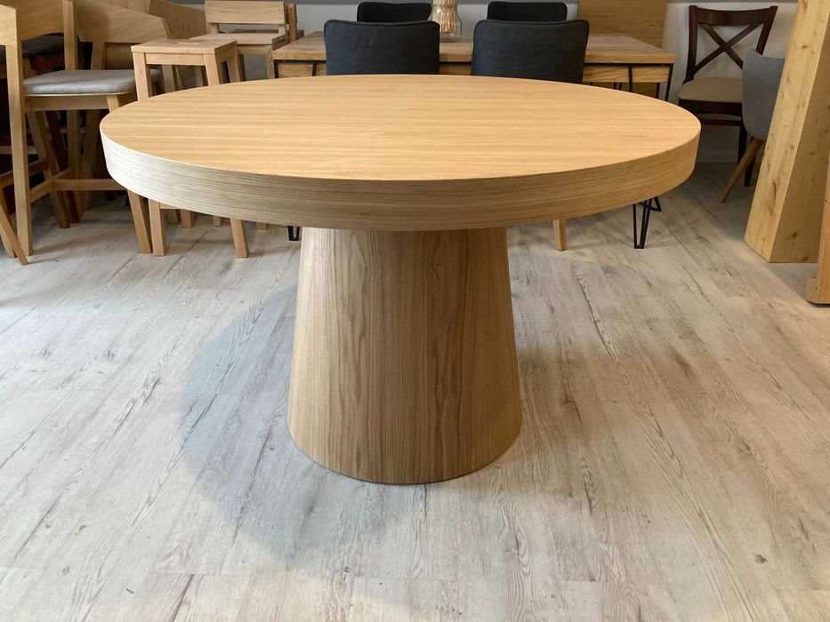Stół okrągły rozkładany Fi 120+50 na jednej nodze.