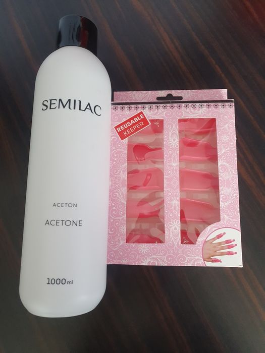Zestaw Semilac aceton 1l plus klipsy.