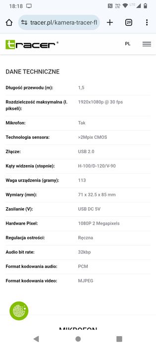 Kamera internetowa FHD WEB007 webcam tracer