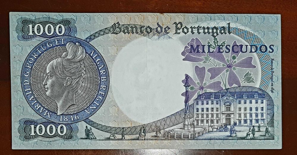 Nota 1000 Escudos de 1967 D. Maria II - número de série baixo