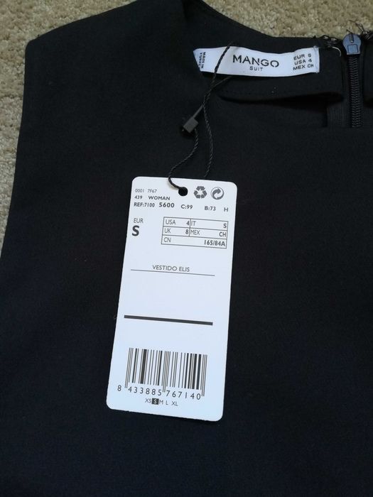 Vestido novo, estilo executivo, Mango, cor preta, tamanho S